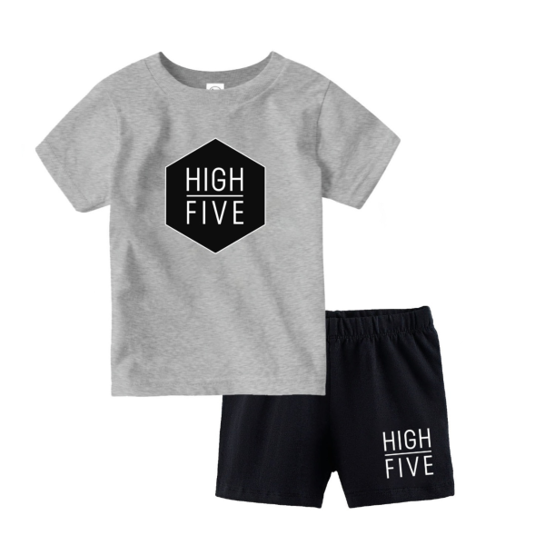 kids Boys top and bottom set (grey and Black)