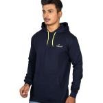 Men’s Navy Blue Casual Hoodie with Neon Drawstring