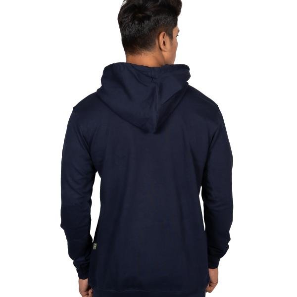 Men’s Navy Blue Casual Hoodie with Neon Drawstring