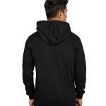 Men’s Solid Black Casual Hoodie with Neon Contrast Drawstring