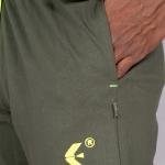 Men’s Olive Green Track Pants with Neon Drawstring – Slim Fit Active Wear