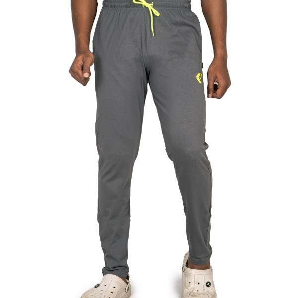 Men’s Charcoal Grey Track Pants with Neon Drawstring – Slim Fit Active Wear