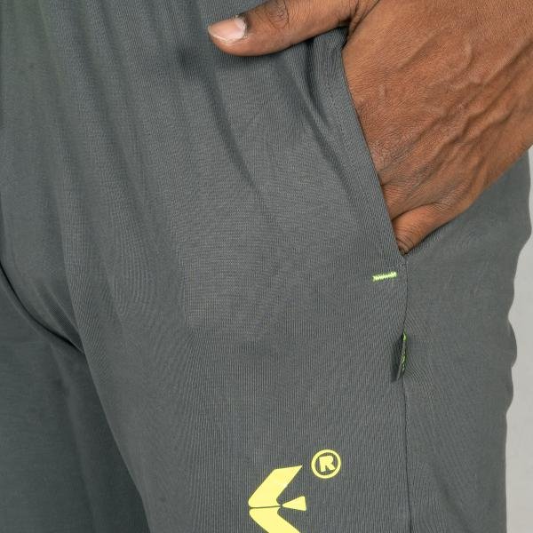 Men’s Charcoal Grey Track Pants with Neon Drawstring – Slim Fit Active Wear