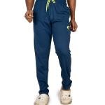 Men’s Navy Blue Track Pants with Neon Drawstring – Slim Fit Active Wear