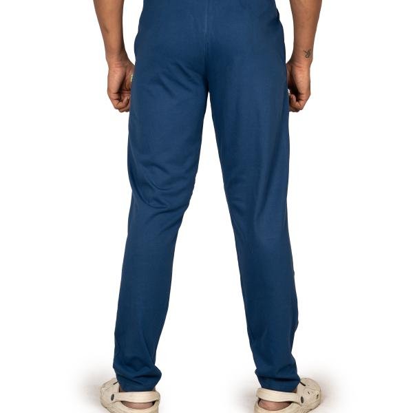 Men’s Navy Blue Track Pants with Neon Drawstring – Slim Fit Active Wear