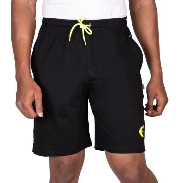 Men’s Black Athletic Shorts with Neon Drawstring – Regular Fit Sports Wear