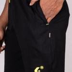 Men’s Black Athletic Shorts with Neon Drawstring – Regular Fit Sports Wear