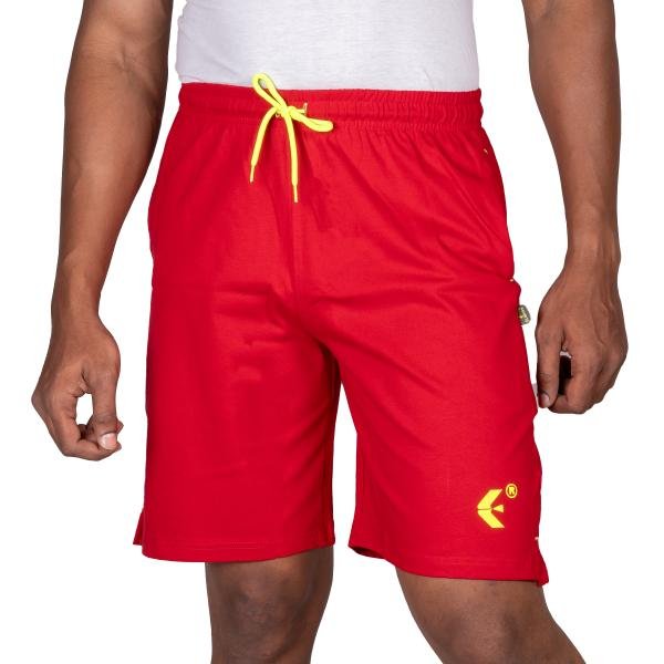 Men’s Red Athletic Shorts with Neon Drawstring – Performance Sports Wear