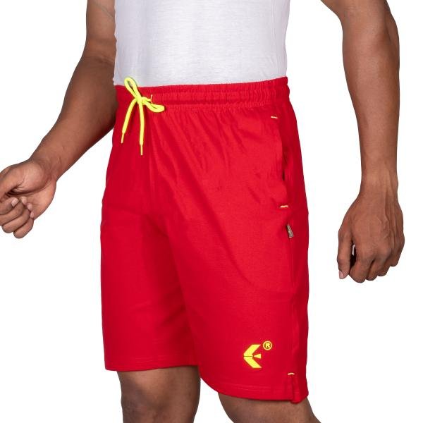 Men’s Red Athletic Shorts with Neon Drawstring – Performance Sports Wear