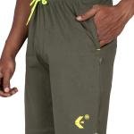 Men’s Olive Green Athletic Shorts with Neon Drawstring – Performance Regular Fit