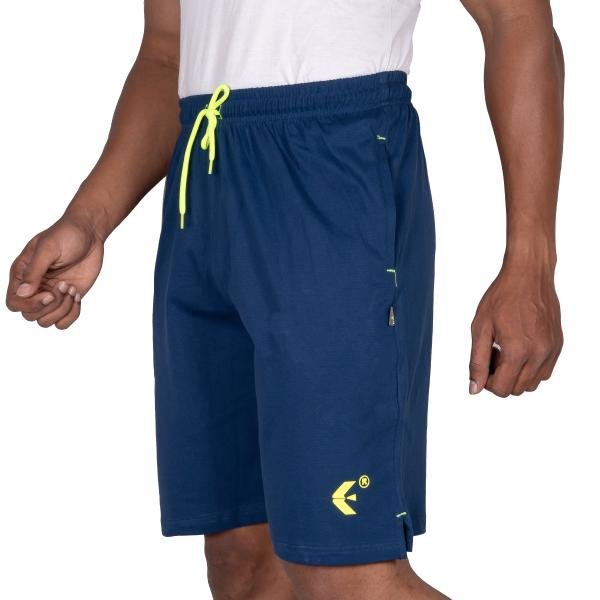 Men’s Navy Blue Athletic Shorts with Neon Drawstring – Performance Regular Fit