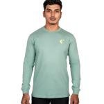 Men’s Sage Green Full Sleeve T-Shirt – Slim Fit Casual Crew Neck
