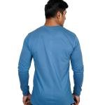 Men’s Steel Blue Full Sleeve T-Shirt – Slim Fit Crew Neck Casual Wear