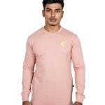 Men’s Dusty Pink Full Sleeve T-Shirt – Slim Fit Crew Neck Casual Wear