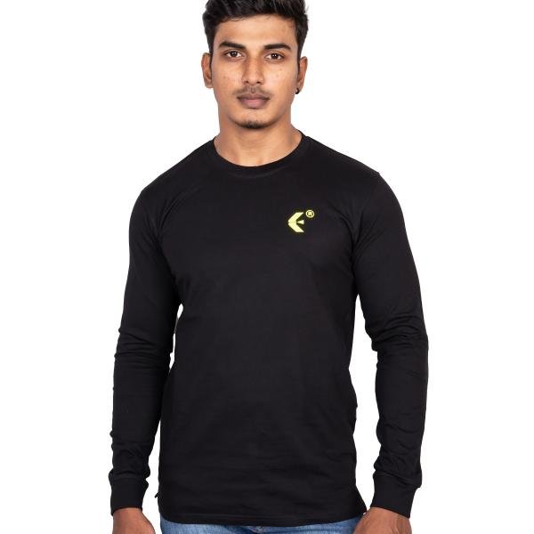 Men’s Classic Black Full Sleeve T-Shirt – Slim Fit Crew Neck Essential