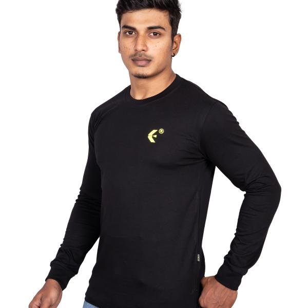 Men’s Classic Black Full Sleeve T-Shirt – Slim Fit Crew Neck Essential