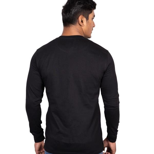 Men’s Classic Black Full Sleeve T-Shirt – Slim Fit Crew Neck Essential