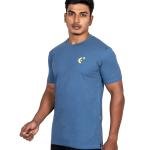 Men’s Steel Blue Half Sleeve T-Shirt – Slim Fit Crew Neck Casual Wear