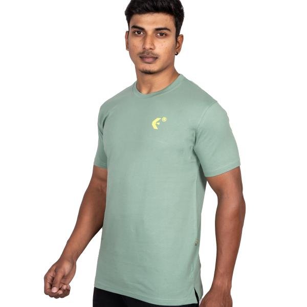 Men’s Sage Green Half Sleeve T-Shirt – Slim Fit Crew Neck Casual Essential