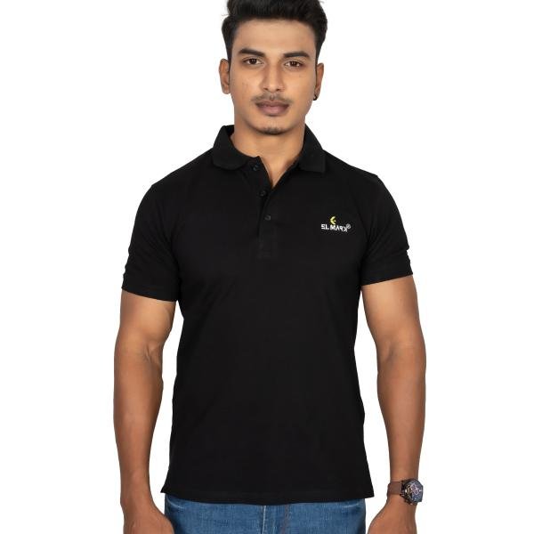 Men’s Solid Black Polo T-Shirt – Classic Casual Fit