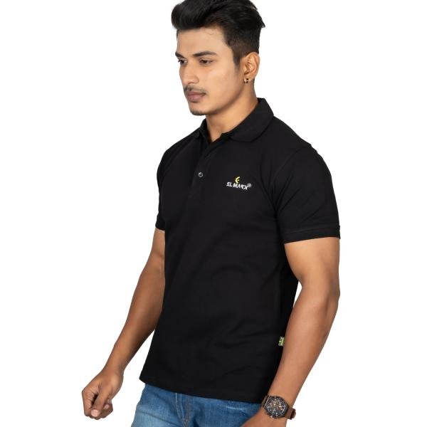 Men’s Solid Black Polo T-Shirt – Classic Casual Fit