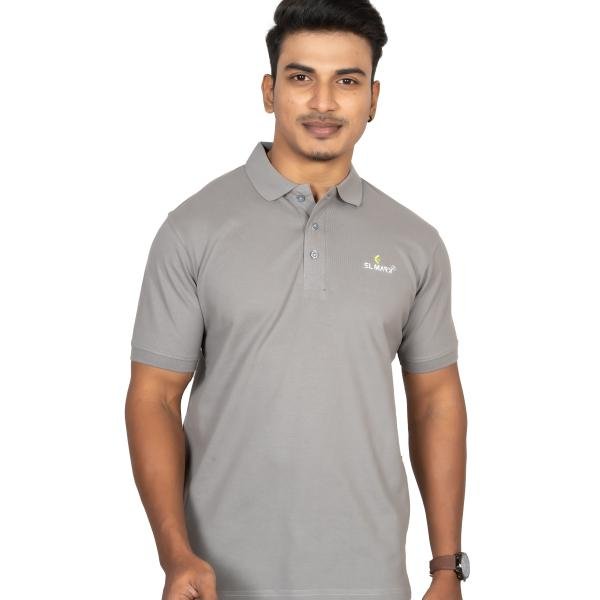 Men’s Solid Grey Polo T-Shirt – Classic Everyday Style