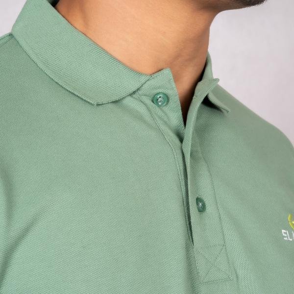 Men’s Solid Sage Green Polo T-Shirt – Smart Casual Comfort