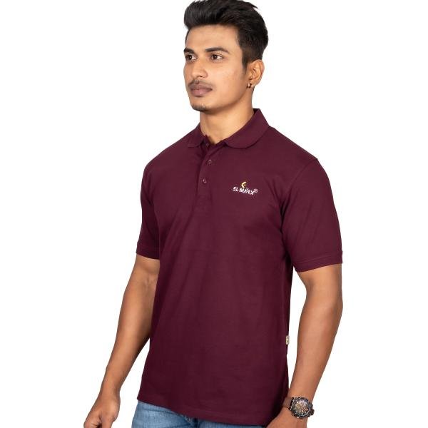 Men’s Solid Maroon Polo T-Shirt – Elegant Casual Fit