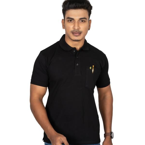 Premium Black Solid Polo T-Shirt for Men – Classic Fit Casual Wear