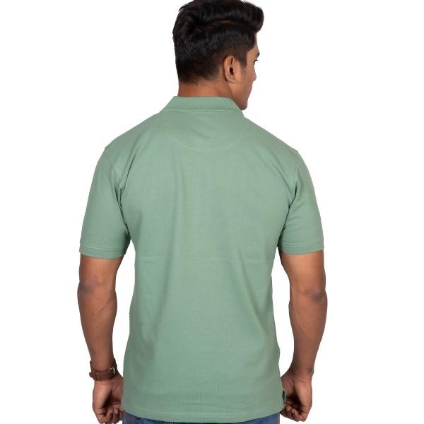 Men’s Sage Green Cotton Polo T-Shirt with Chest Pocket – Slim Fit Casual Wear