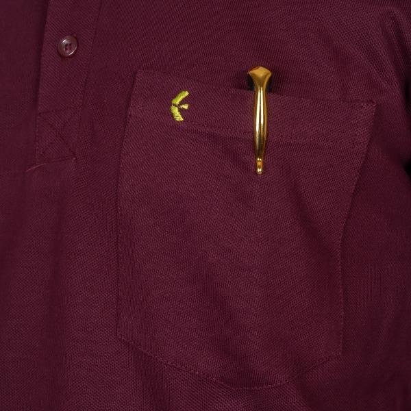 Men’s Maroon Cotton Polo T-Shirt with Pocket – Slim Fit Casual Essential