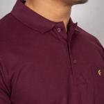 Men’s Maroon Cotton Polo T-Shirt with Pocket – Slim Fit Casual Essential