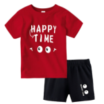 BOYS PRINTED RED TOP AND BOTTOM SET