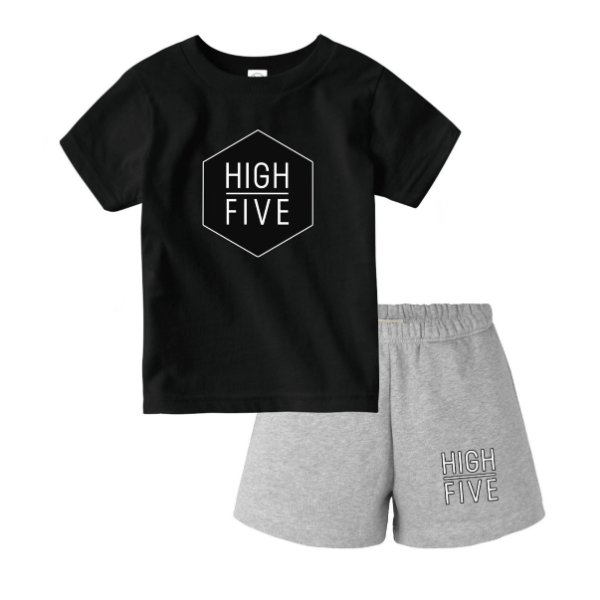 kids Boys top and bottom set (black and grey)